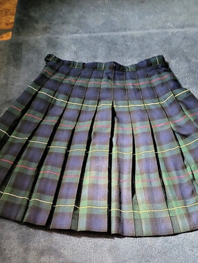 Lands' End Girls Plaid Pleated Skirt/kilt Purple & Green Size 14